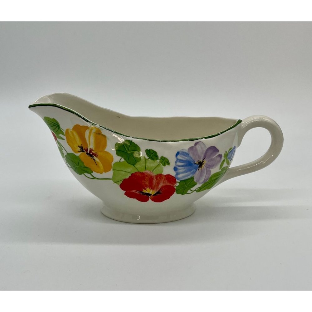 Gravy Boat with Hand-Painted Multi-Color Flowers